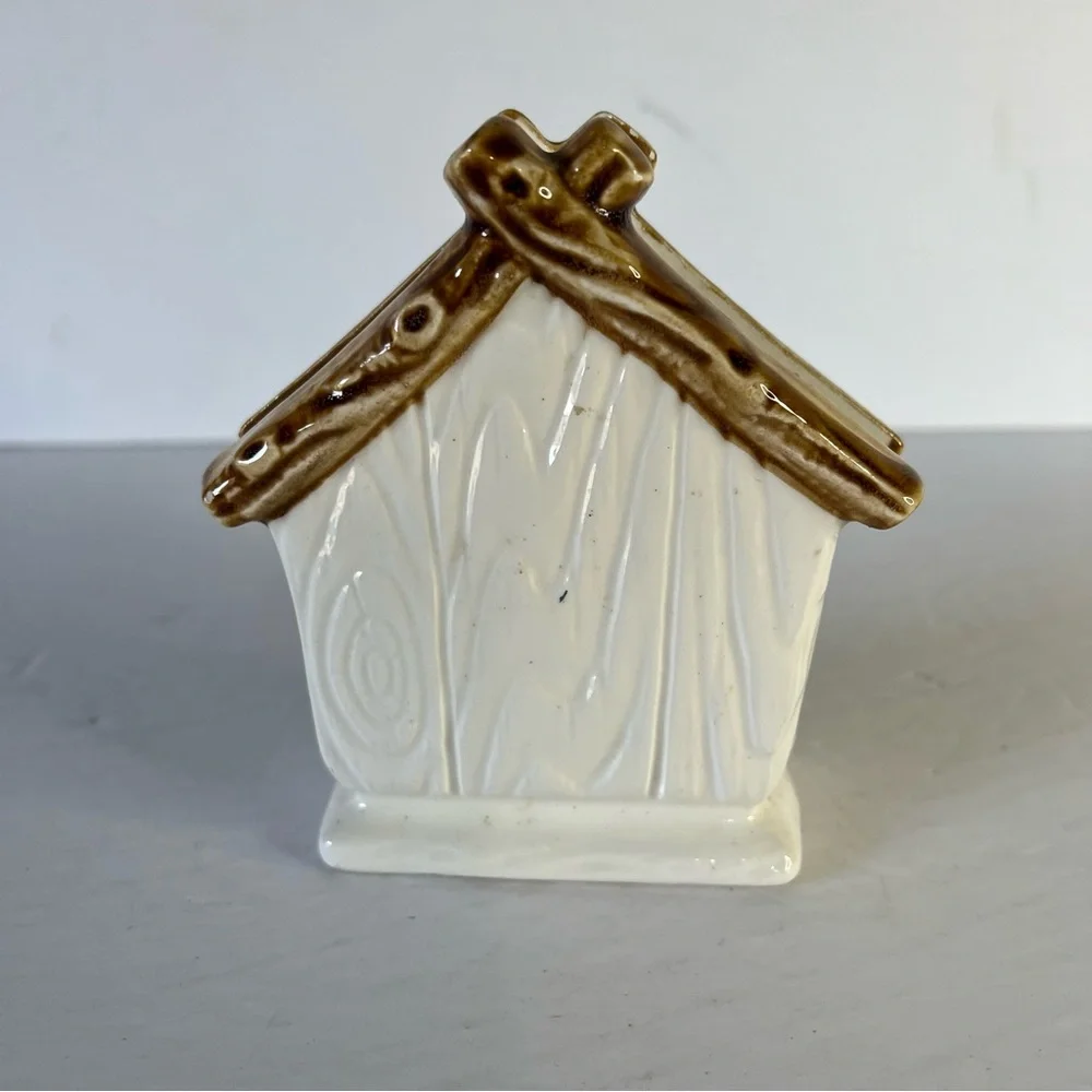 Vintage Ceramic Bird House Tree Forest Napkin or Mail Holder Cell Phone Storage